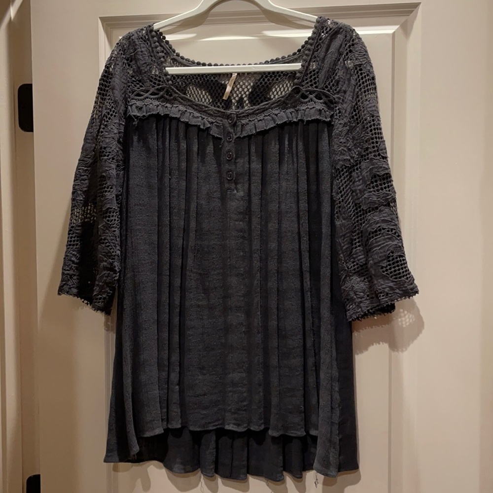Woman’s dark gray, free people tunic shirt